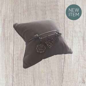 Footnotes Silver Charm Bangle Bracelet For MOM